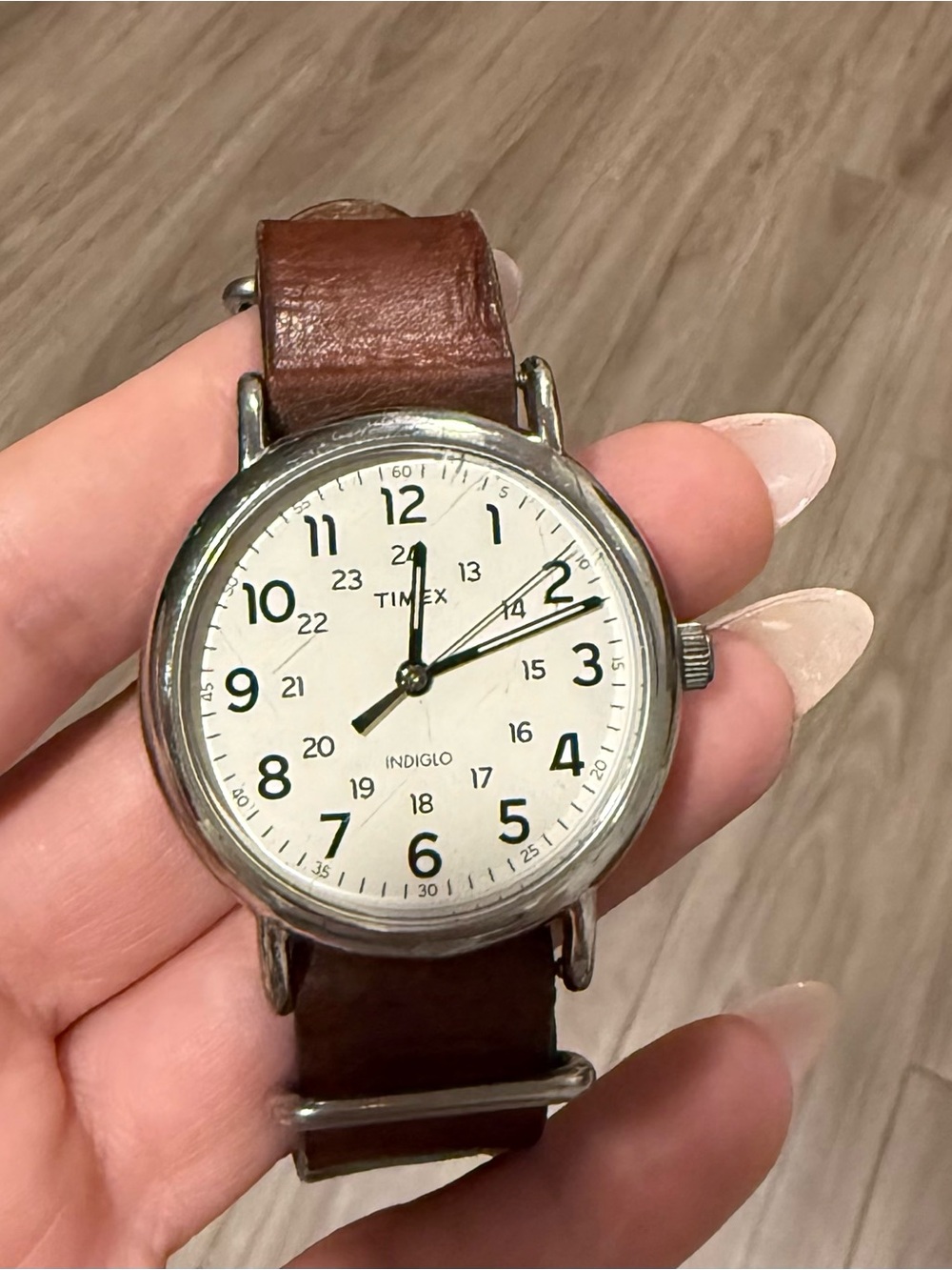 Timex Weekender Leather Strap Watch - White Dial, Brown Strap